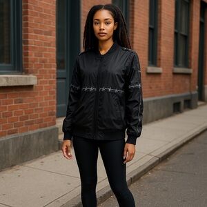 LF Zip‎ Up Black and Grey Streetwear Windbreaker Jacket